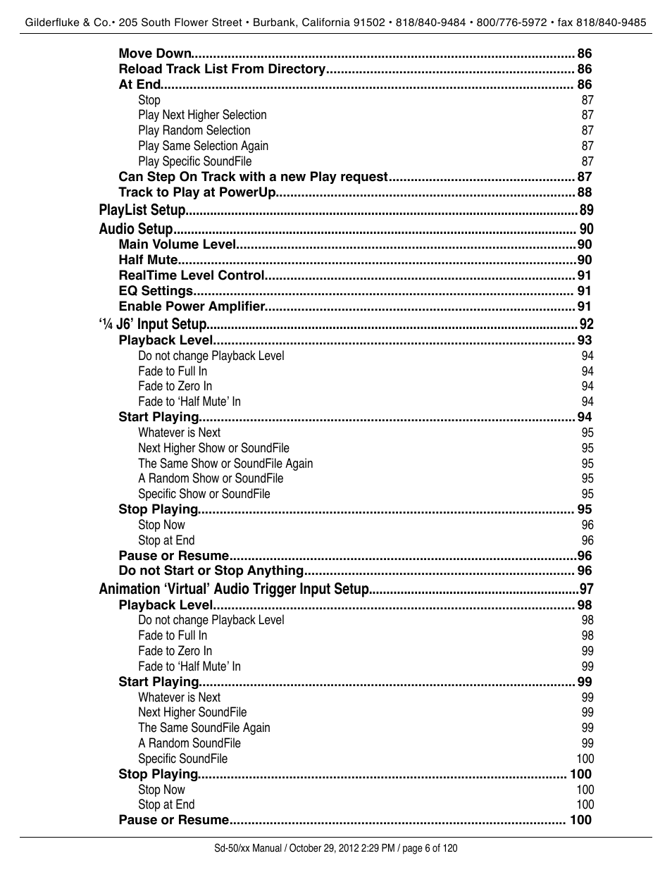 Gilderfluke&Co Sd-50 Audio & Show Controllers User Manual | Page 6 / 120