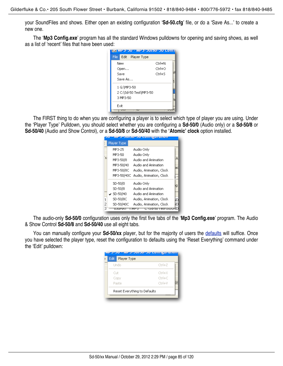 Player type | Gilderfluke&Co Sd-50 Audio & Show Controllers User Manual | Page 85 / 120