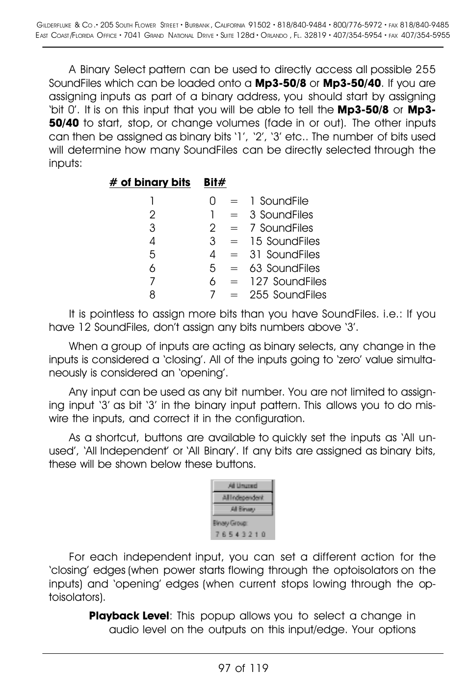 Gilderfluke&Co Mp3-50 Audio & Show Controllers User Manual | Page 105 / 127