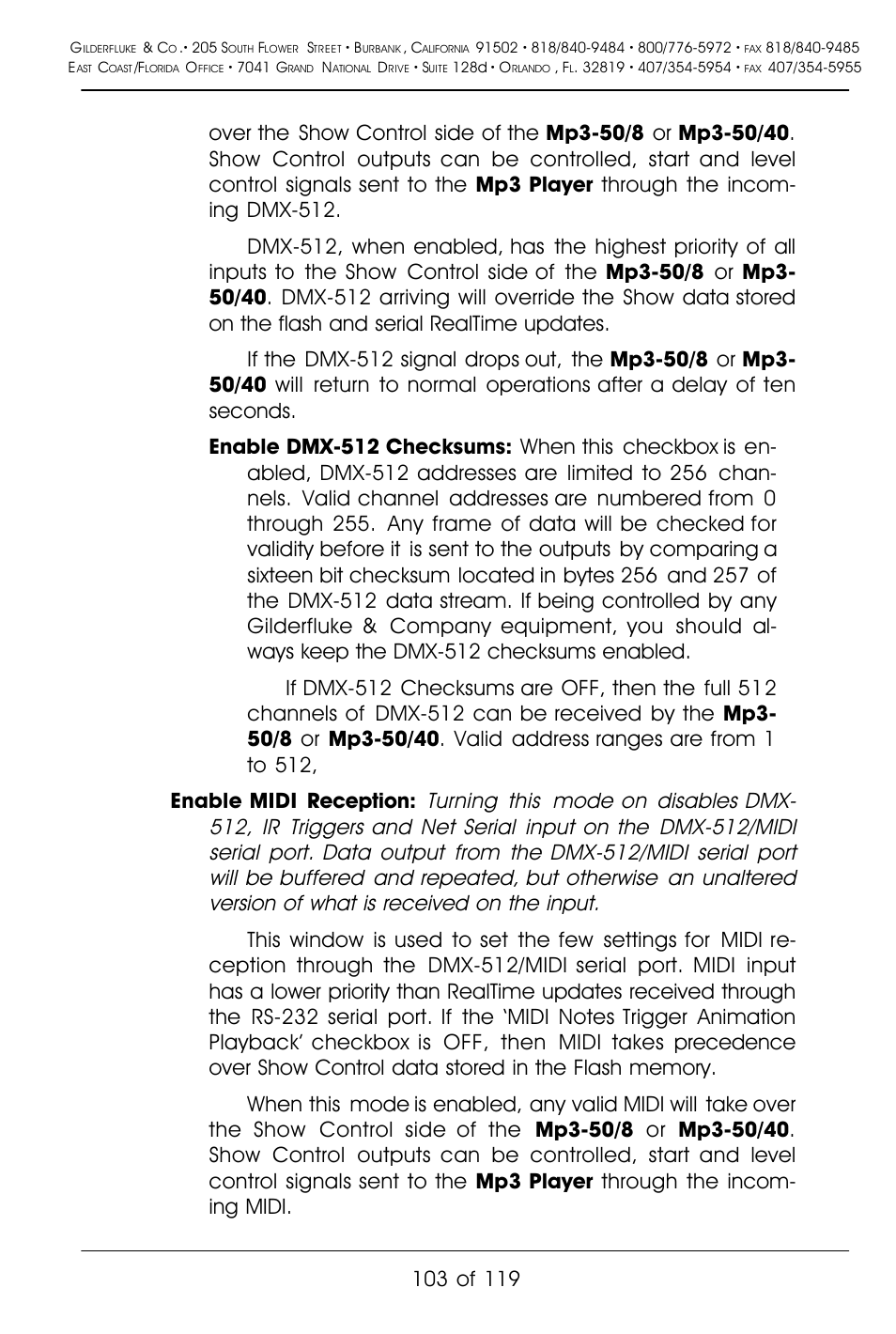 Gilderfluke&Co Mp3-50 Audio & Show Controllers User Manual | Page 111 / 127