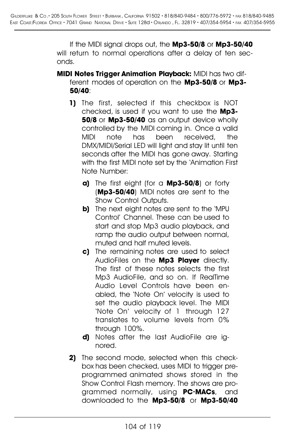 Gilderfluke&Co Mp3-50 Audio & Show Controllers User Manual | Page 112 / 127