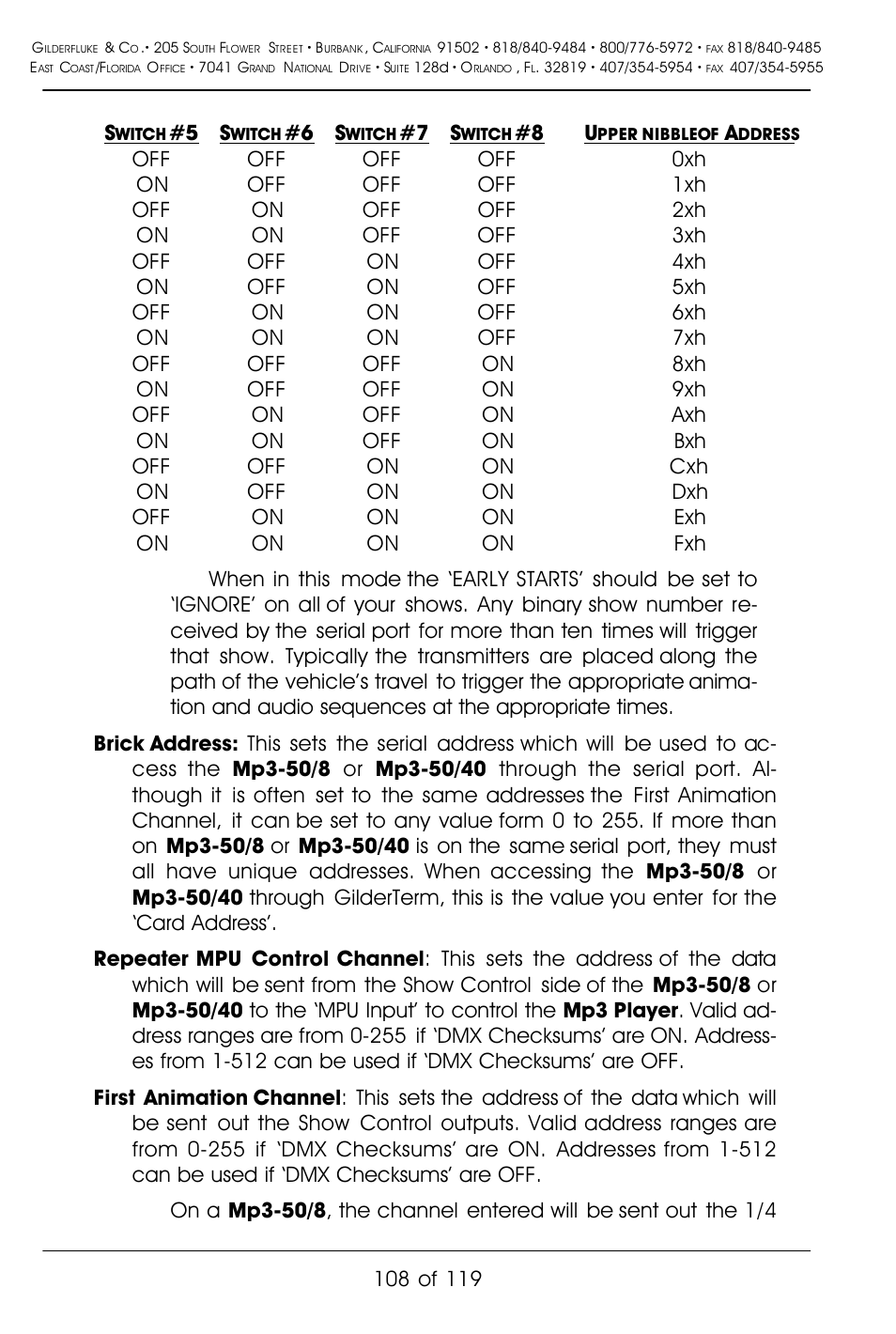 Gilderfluke&Co Mp3-50 Audio & Show Controllers User Manual | Page 116 / 127