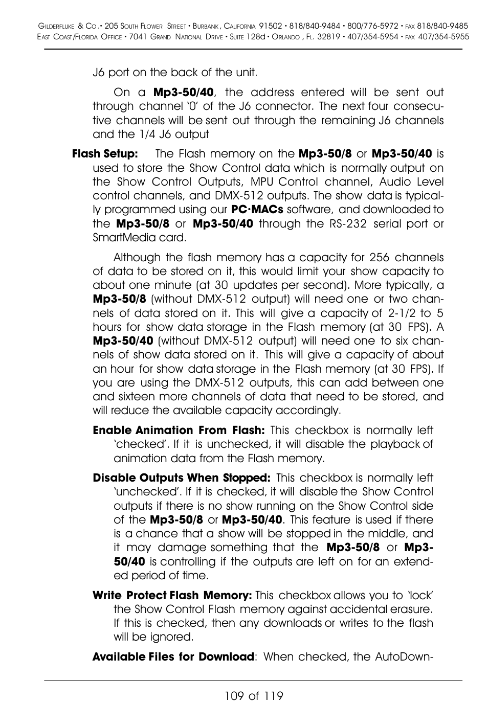 Gilderfluke&Co Mp3-50 Audio & Show Controllers User Manual | Page 117 / 127