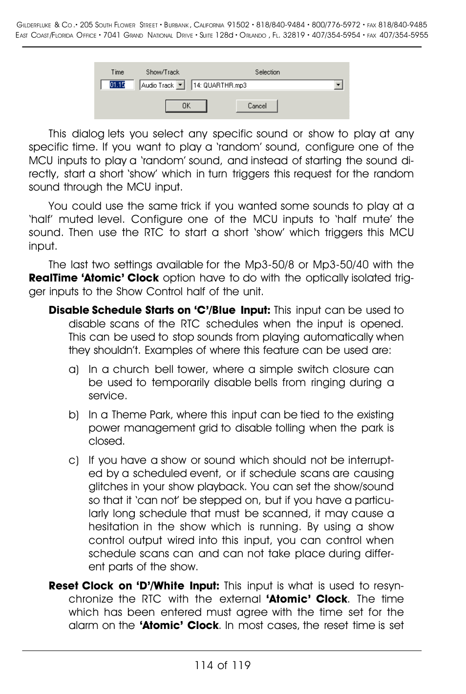 Gilderfluke&Co Mp3-50 Audio & Show Controllers User Manual | Page 122 / 127