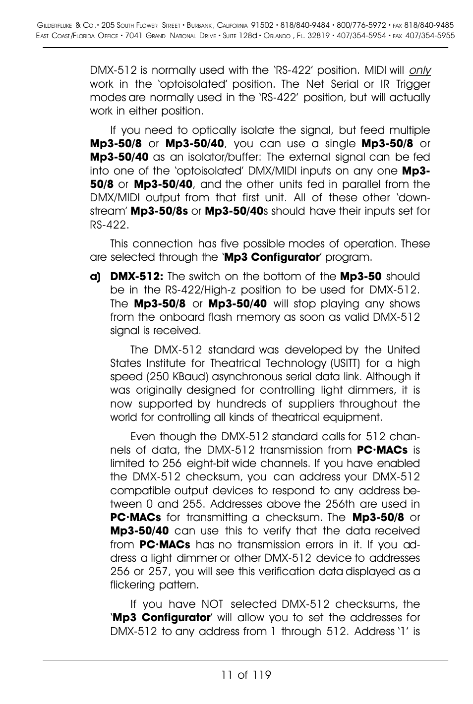 Only | Gilderfluke&Co Mp3-50 Audio & Show Controllers User Manual | Page 19 / 127