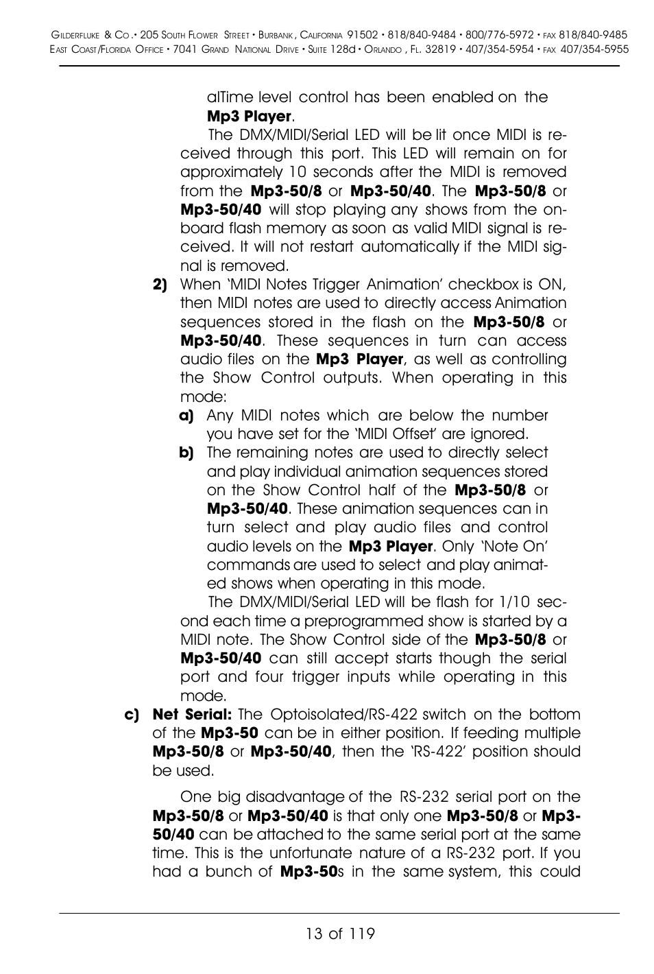 Gilderfluke&Co Mp3-50 Audio & Show Controllers User Manual | Page 21 / 127