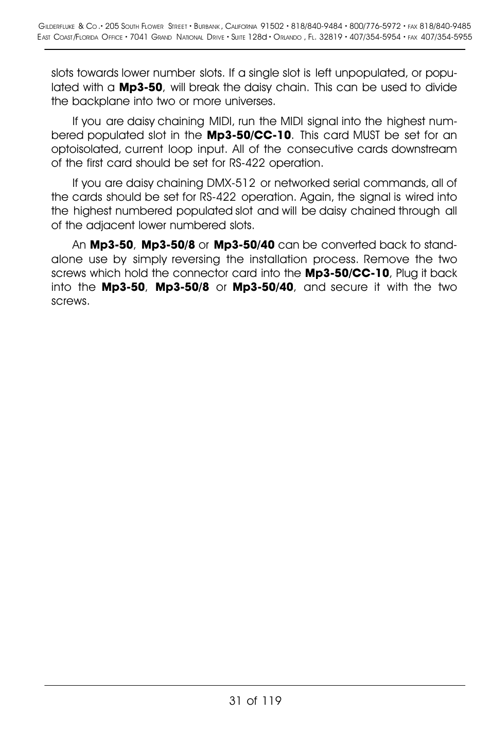 Gilderfluke&Co Mp3-50 Audio & Show Controllers User Manual | Page 39 / 127