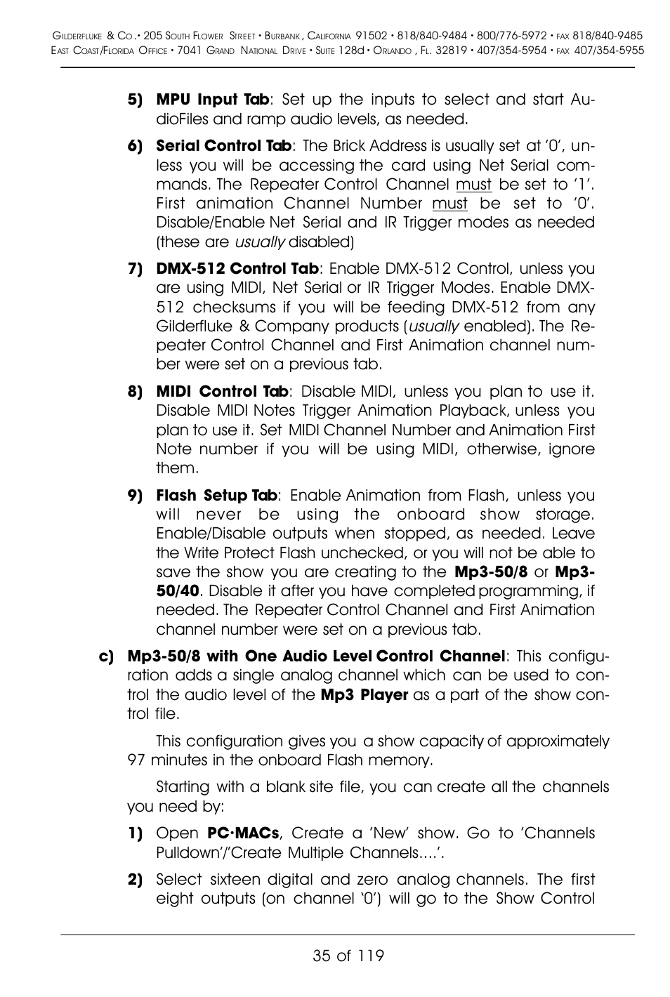 Usually | Gilderfluke&Co Mp3-50 Audio & Show Controllers User Manual | Page 43 / 127