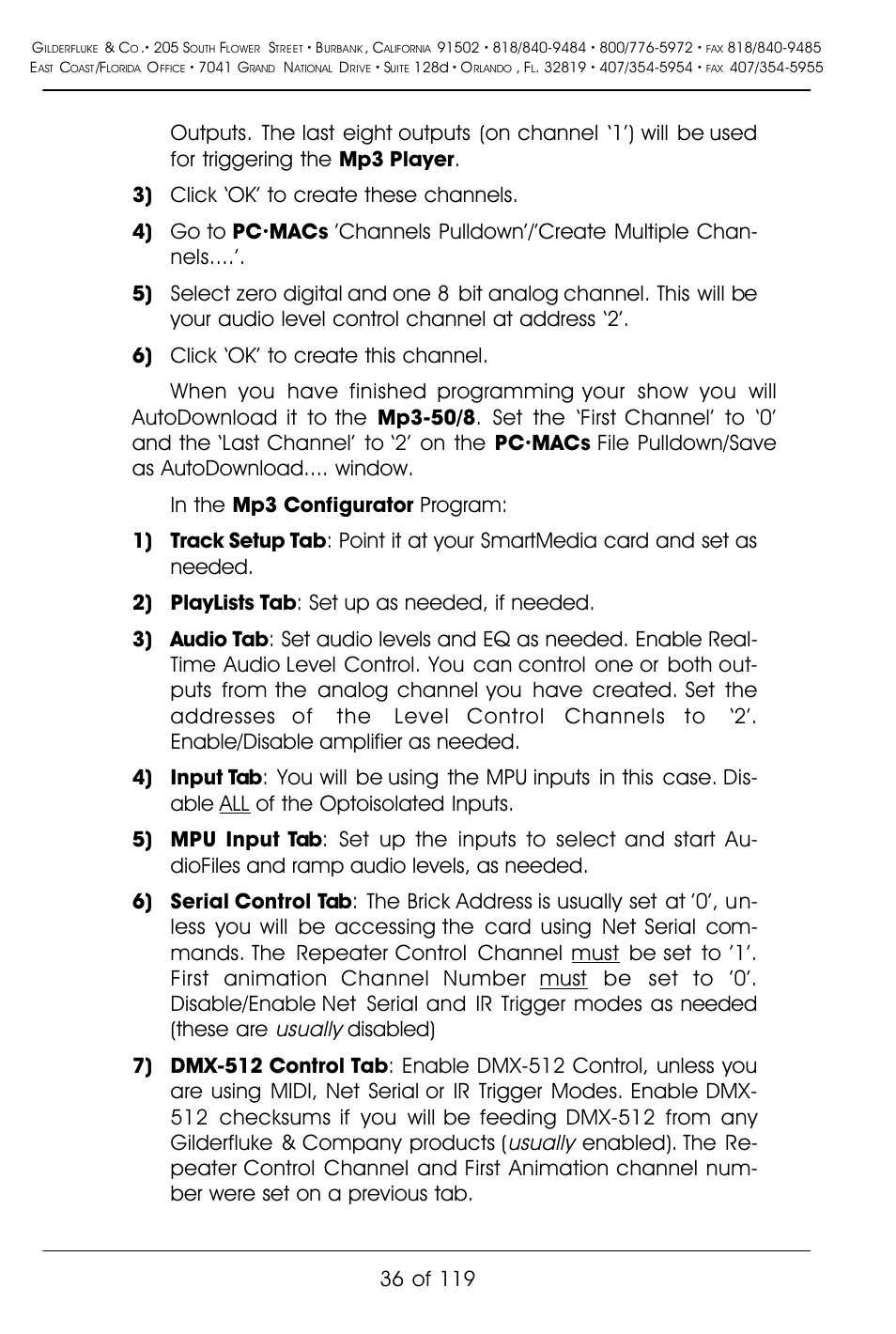 Usually | Gilderfluke&Co Mp3-50 Audio & Show Controllers User Manual | Page 44 / 127