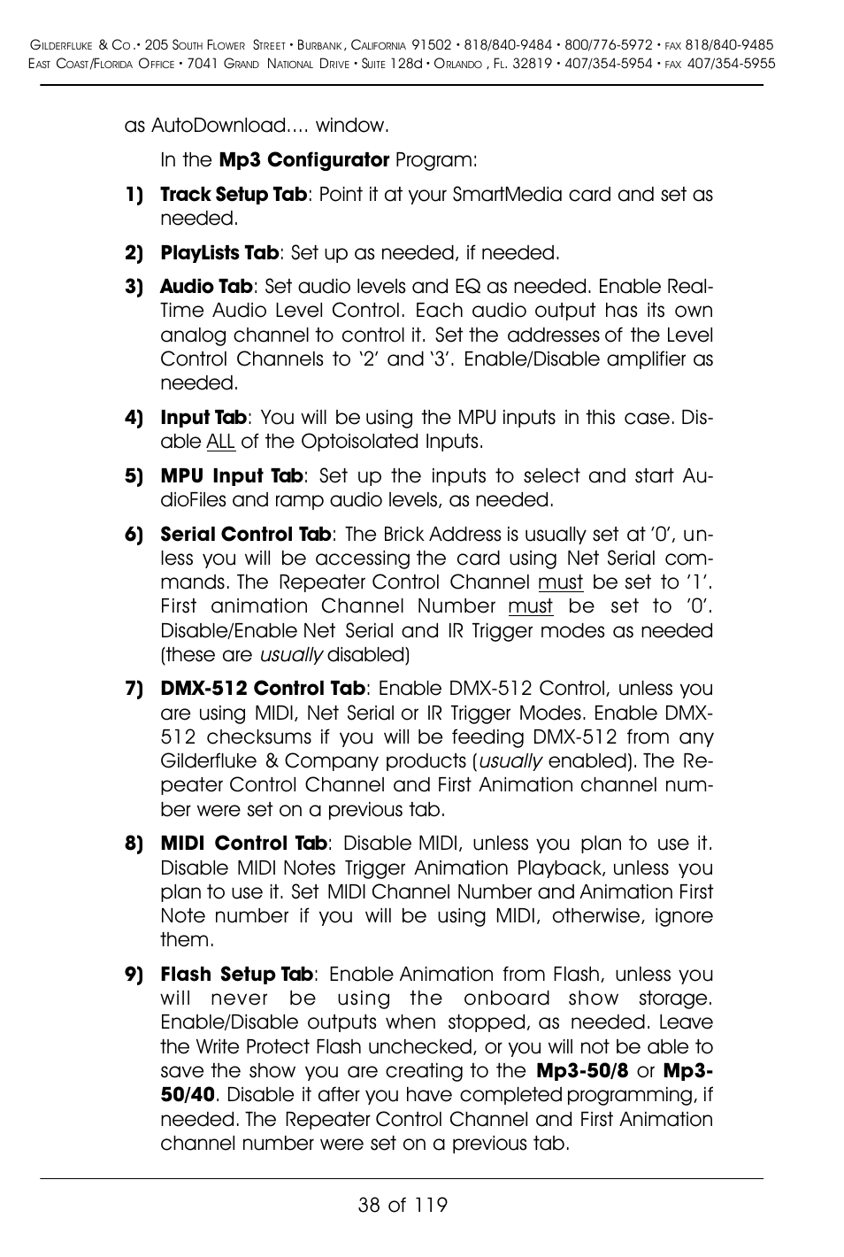 Usually | Gilderfluke&Co Mp3-50 Audio & Show Controllers User Manual | Page 46 / 127