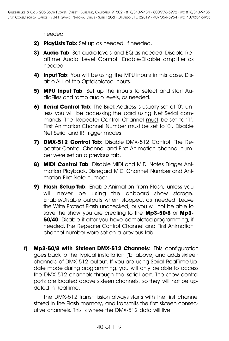 Gilderfluke&Co Mp3-50 Audio & Show Controllers User Manual | Page 48 / 127