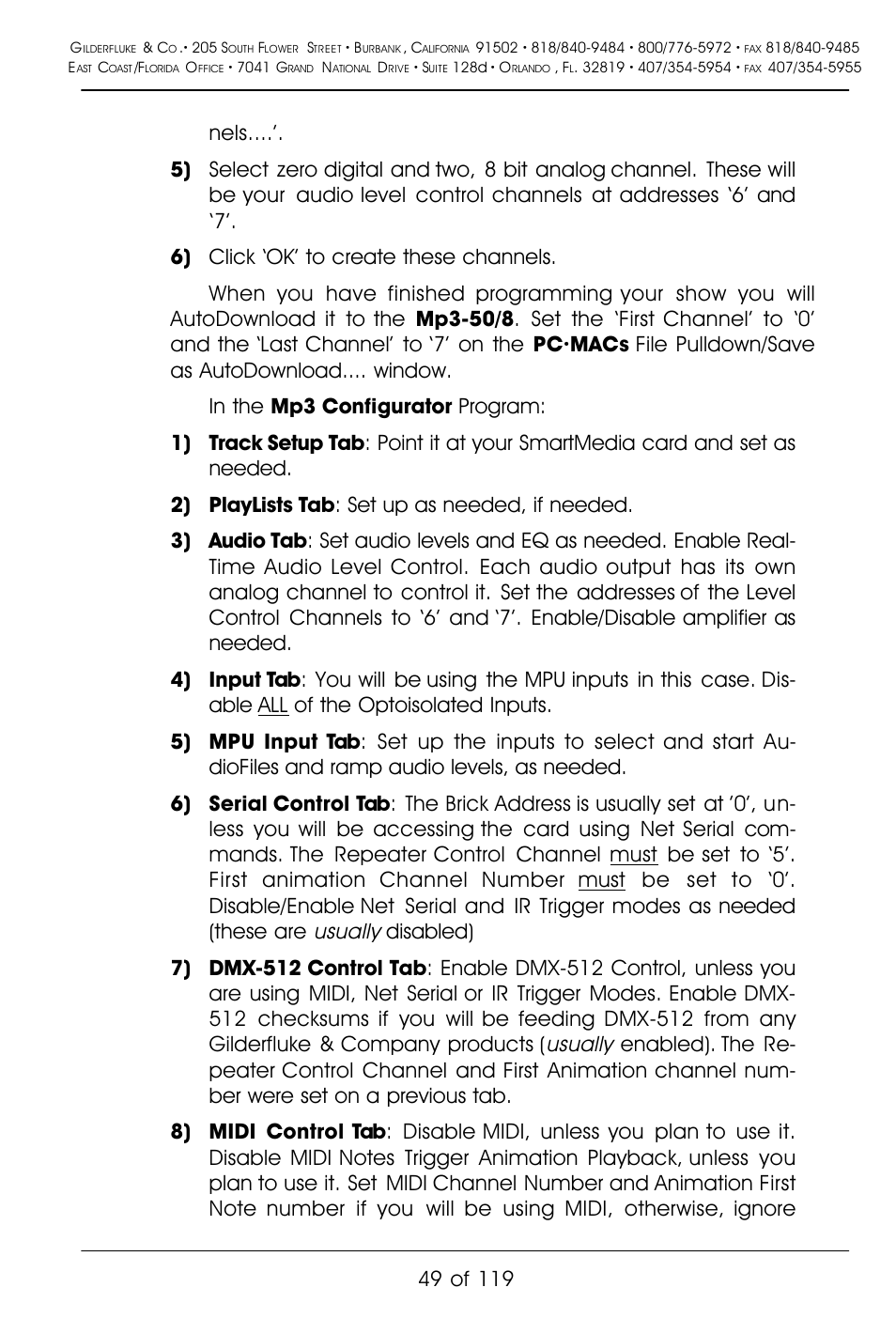 Usually | Gilderfluke&Co Mp3-50 Audio & Show Controllers User Manual | Page 57 / 127