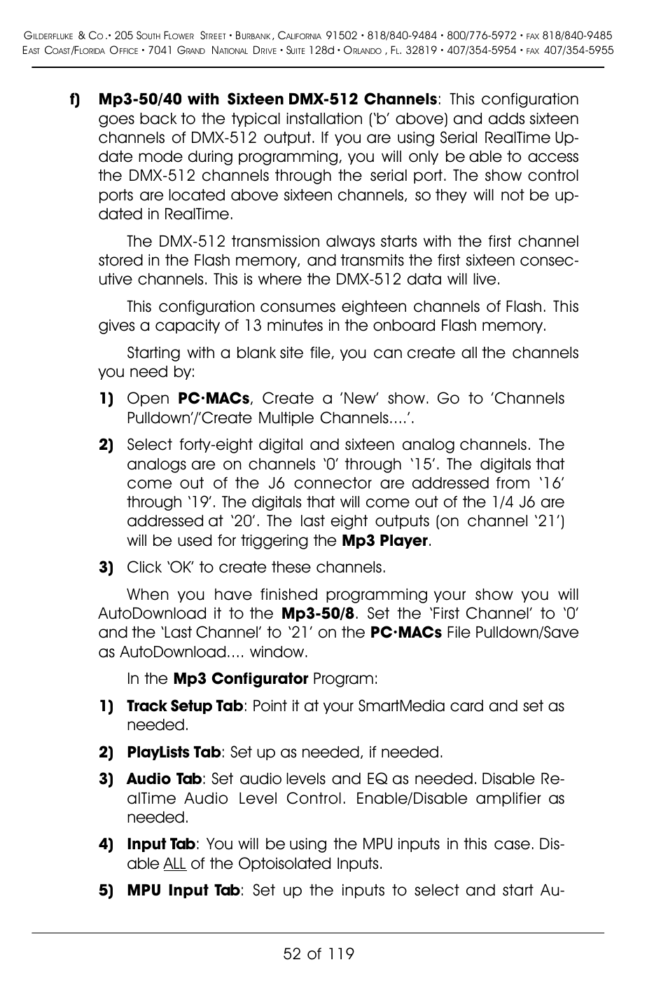 Gilderfluke&Co Mp3-50 Audio & Show Controllers User Manual | Page 60 / 127