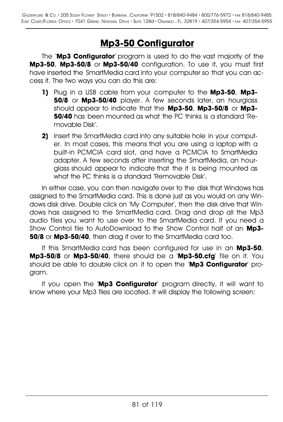 Mp3-50 configurator | Gilderfluke&Co Mp3-50 Audio & Show Controllers User Manual | Page 89 / 127