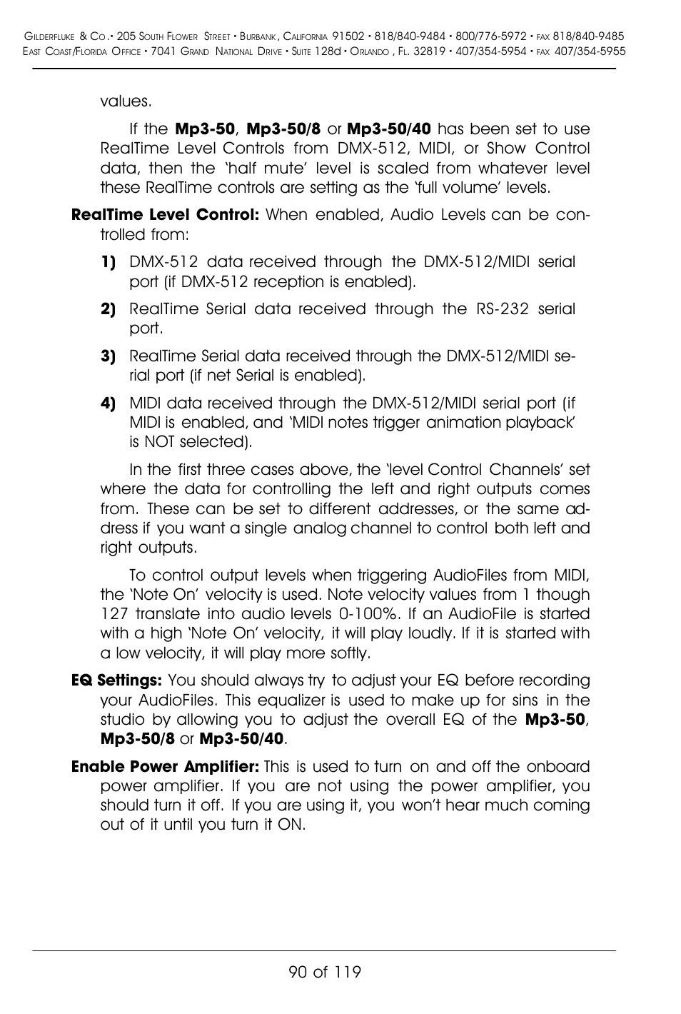 Gilderfluke&Co Mp3-50 Audio & Show Controllers User Manual | Page 98 / 127