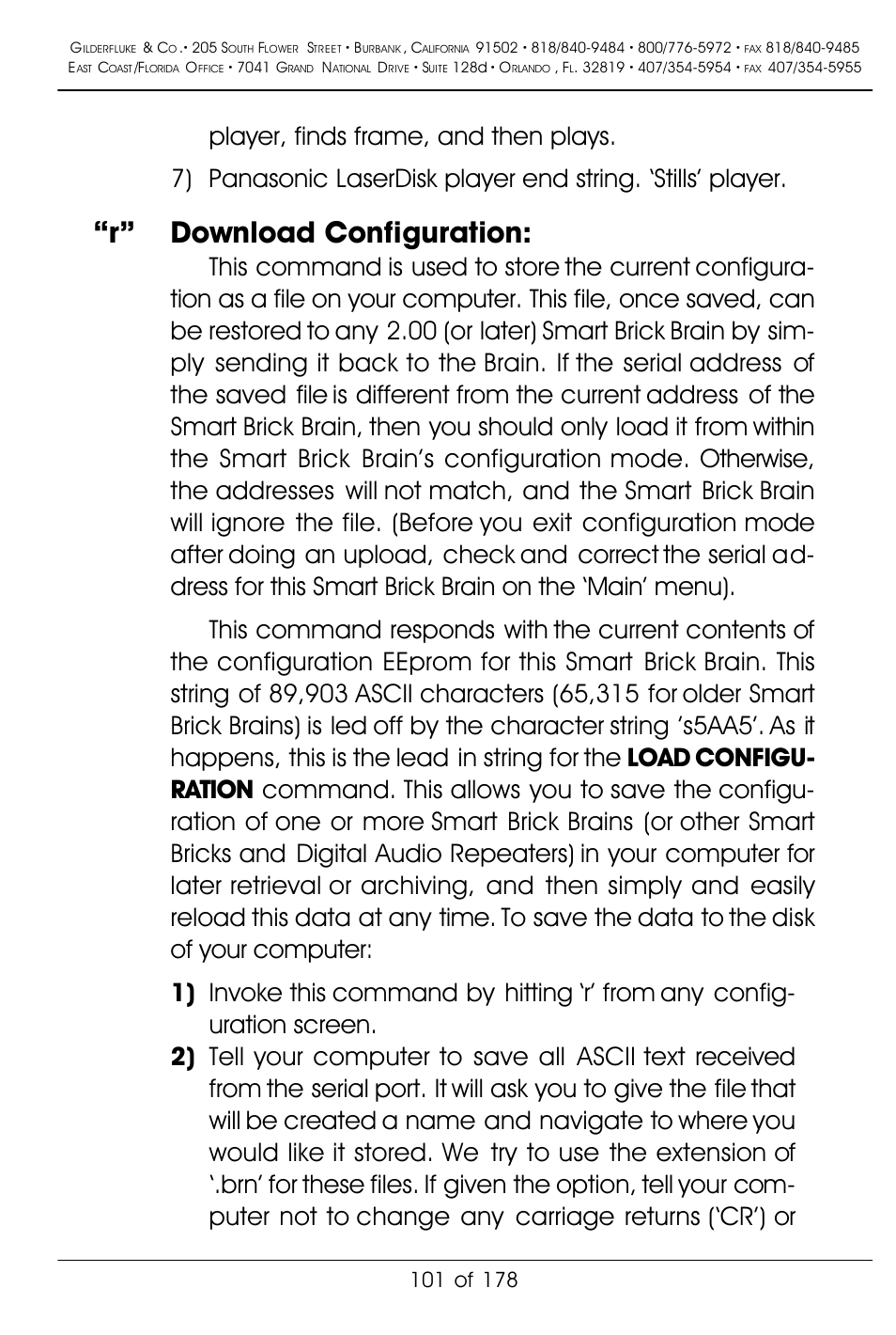 R” download configuration | Gilderfluke&Co 'Smart' Brick Animation Control System User Manual | Page 111 / 188