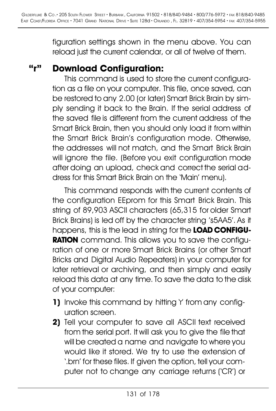 R” download configuration | Gilderfluke&Co 'Smart' Brick Animation Control System User Manual | Page 141 / 188