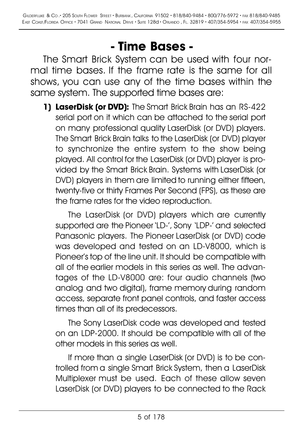 Time bases, 5 of 178 | Gilderfluke&Co 'Smart' Brick Animation Control System User Manual | Page 15 / 188