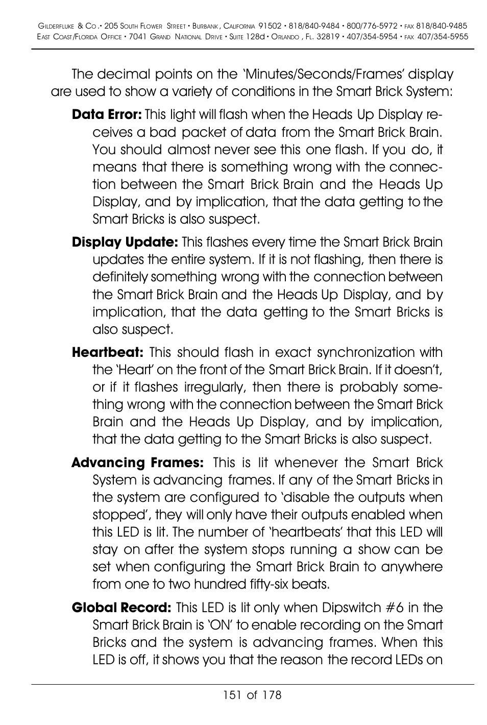 Gilderfluke&Co 'Smart' Brick Animation Control System User Manual | Page 161 / 188