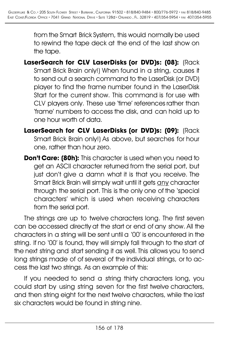 Gilderfluke&Co 'Smart' Brick Animation Control System User Manual | Page 166 / 188