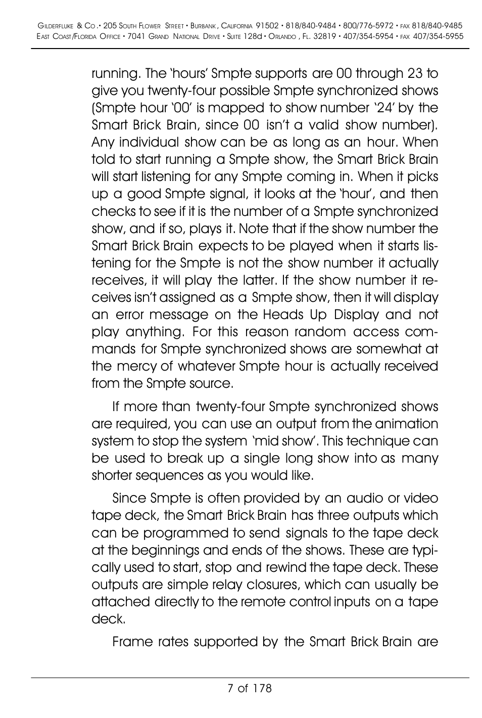 7 of 178 | Gilderfluke&Co 'Smart' Brick Animation Control System User Manual | Page 17 / 188