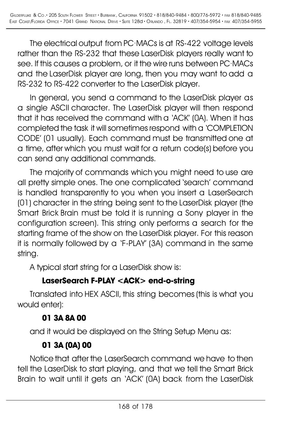 Gilderfluke&Co 'Smart' Brick Animation Control System User Manual | Page 178 / 188