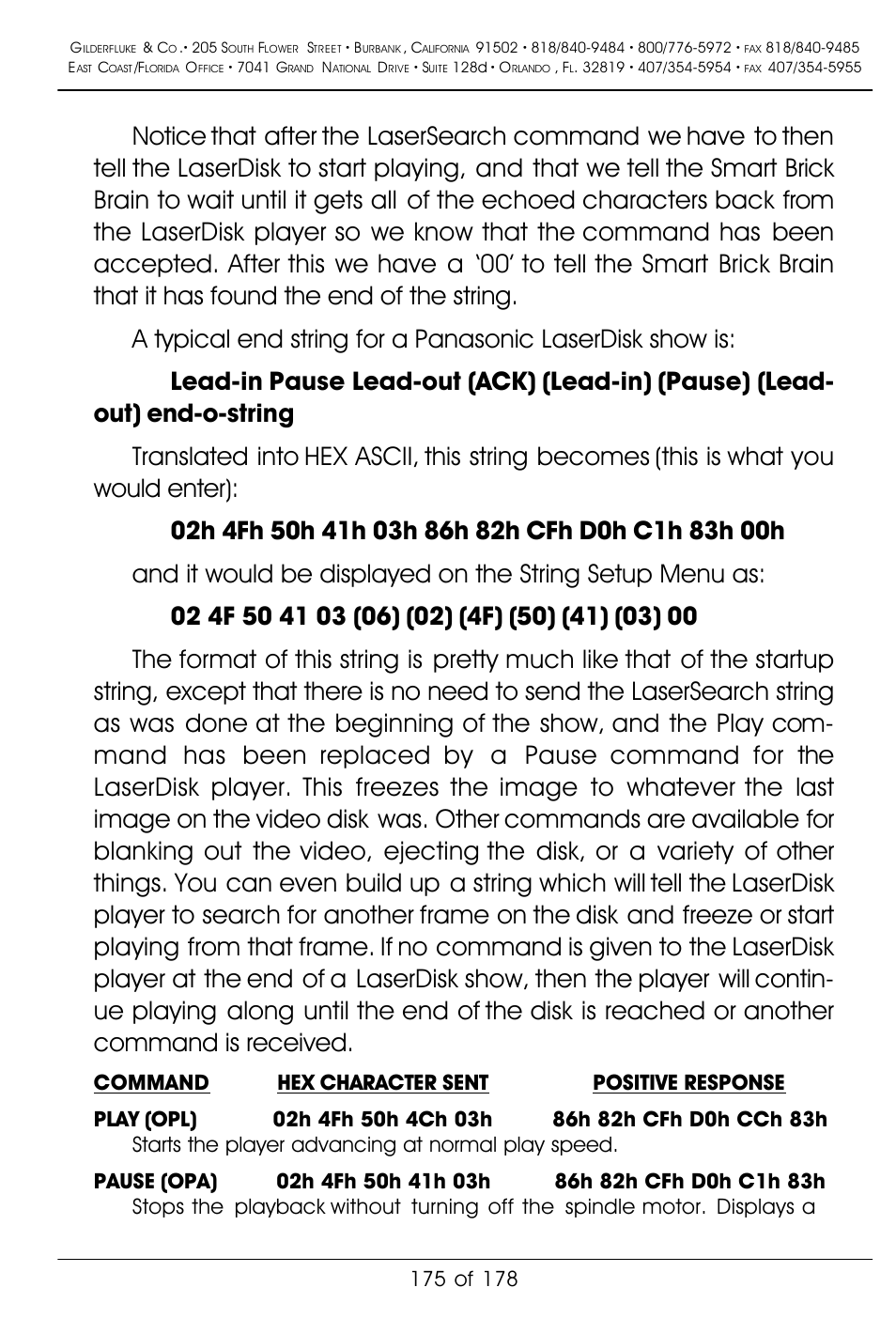 Gilderfluke&Co 'Smart' Brick Animation Control System User Manual | Page 185 / 188
