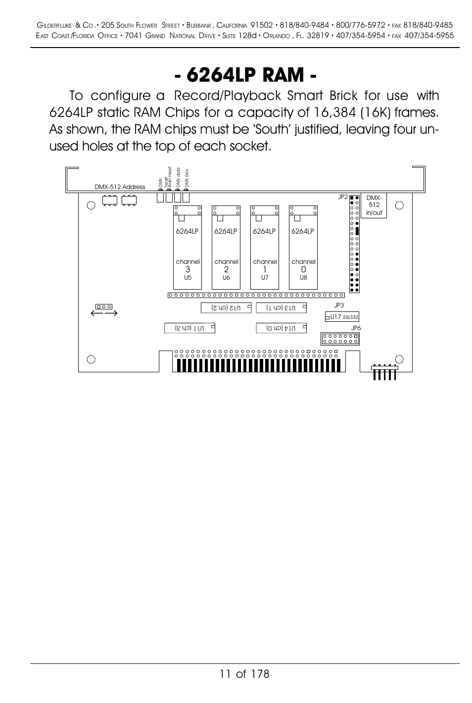6264lp ram | Gilderfluke&Co 'Smart' Brick Animation Control System User Manual | Page 21 / 188