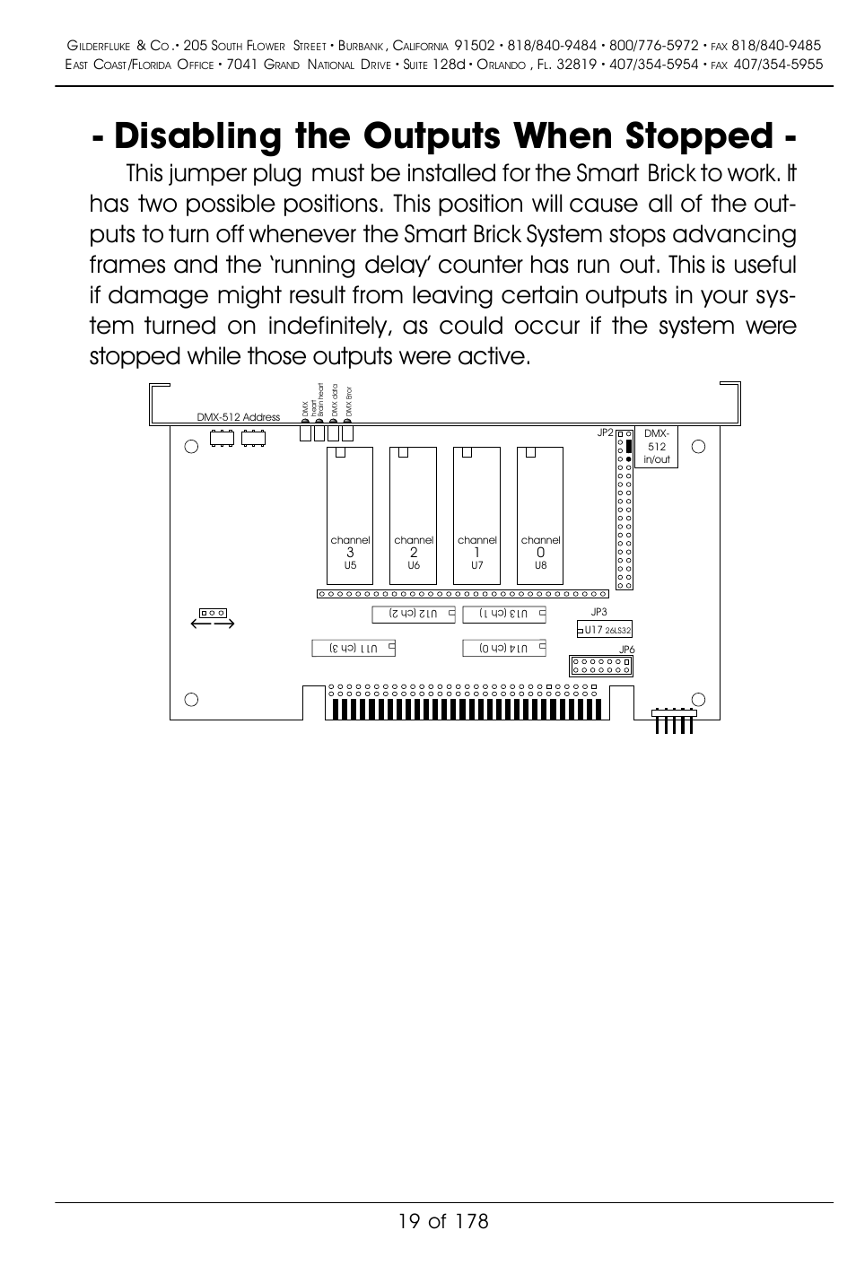 Disabling the outputs when stopped | Gilderfluke&Co 'Smart' Brick Animation Control System User Manual | Page 29 / 188