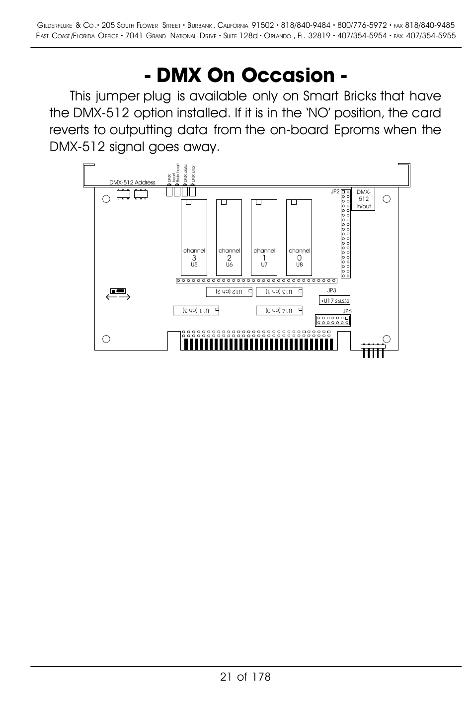 Dmx on occasion | Gilderfluke&Co 'Smart' Brick Animation Control System User Manual | Page 31 / 188