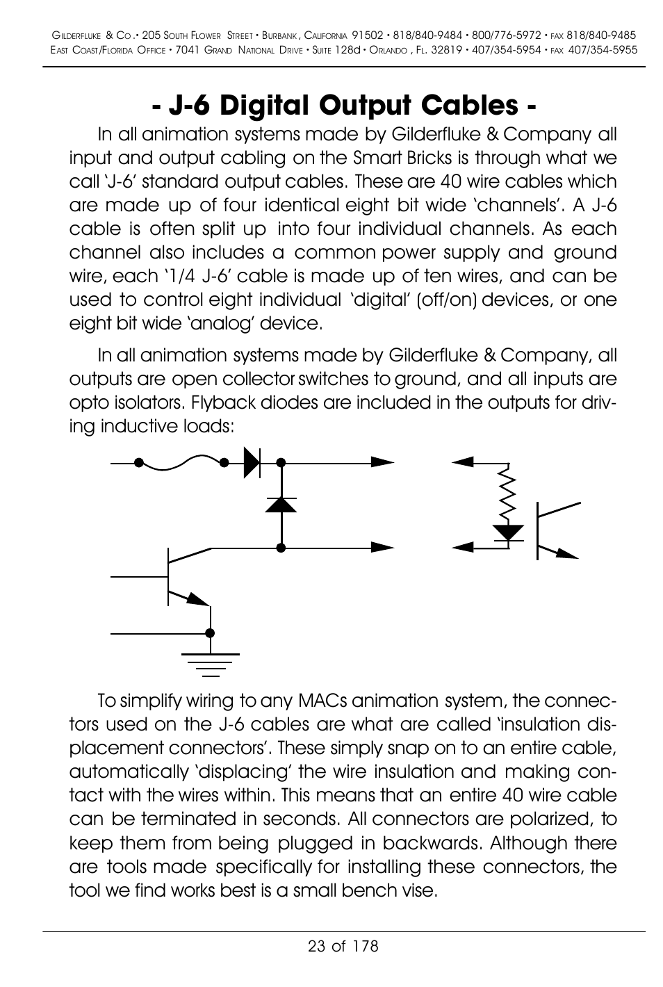 J-6 digital output cables | Gilderfluke&Co 'Smart' Brick Animation Control System User Manual | Page 33 / 188