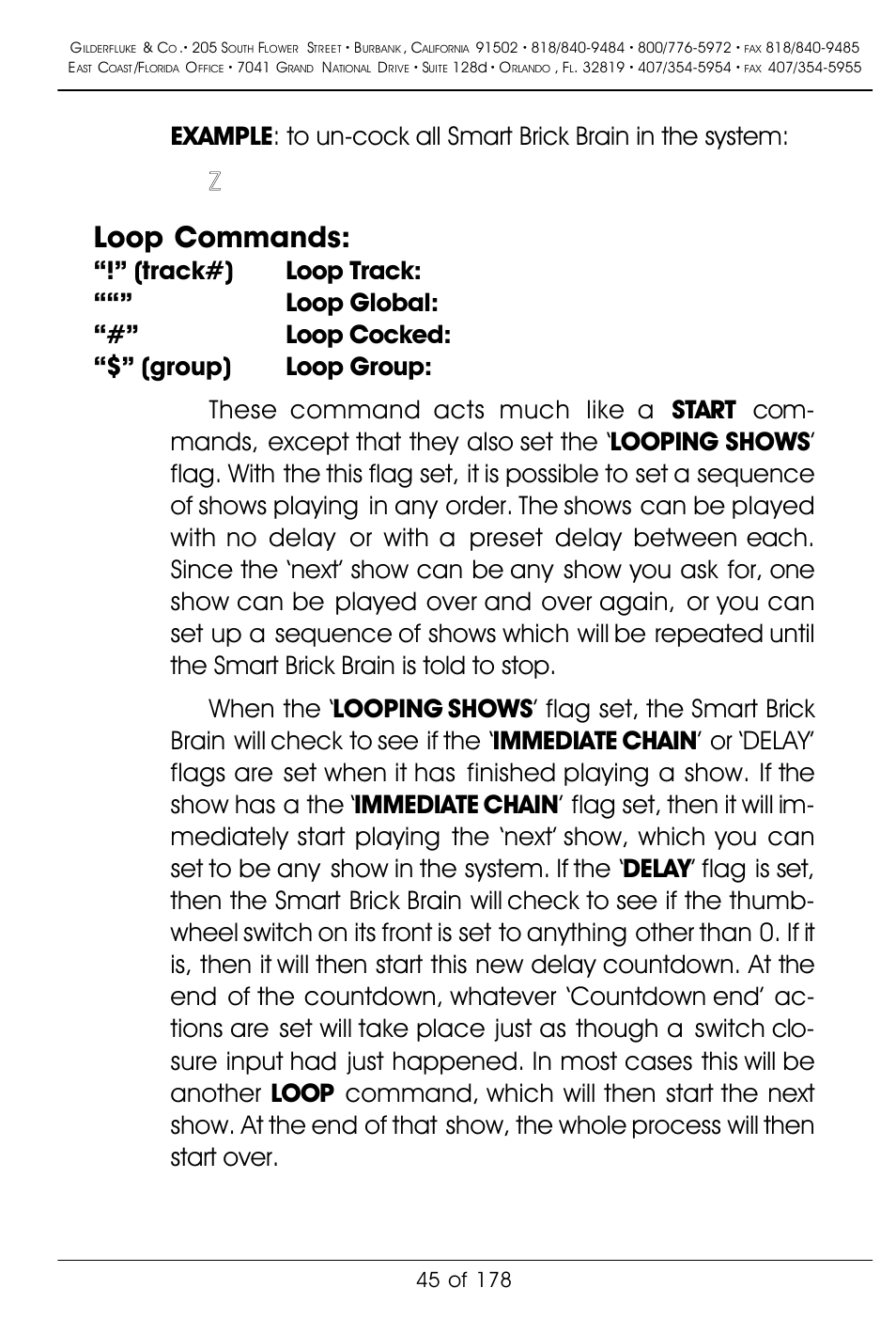 Loop commands | Gilderfluke&Co 'Smart' Brick Animation Control System User Manual | Page 55 / 188