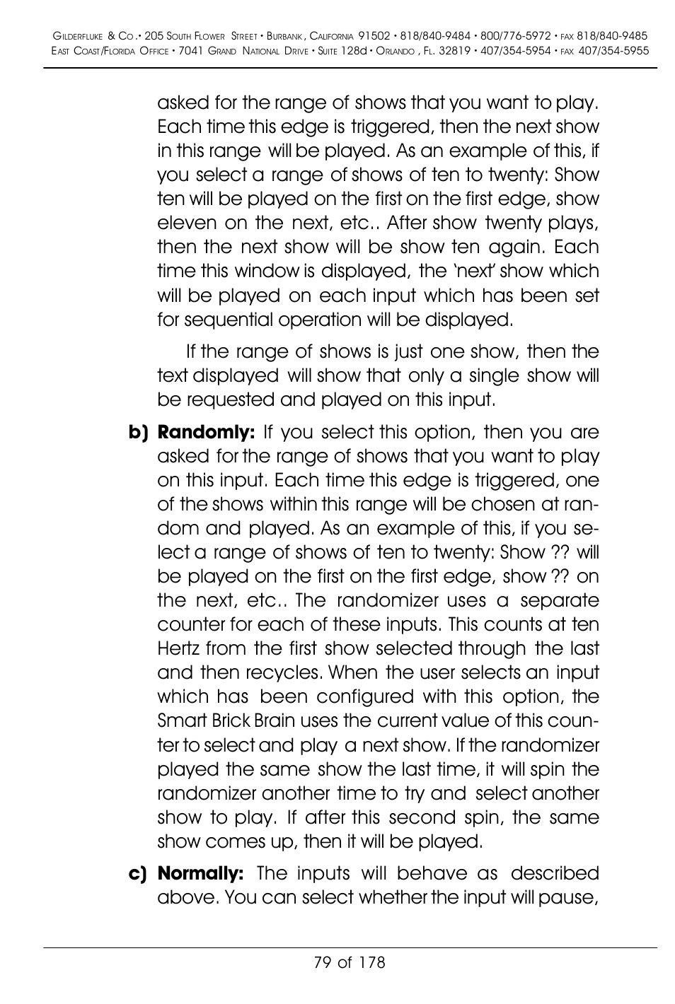 Gilderfluke&Co 'Smart' Brick Animation Control System User Manual | Page 89 / 188