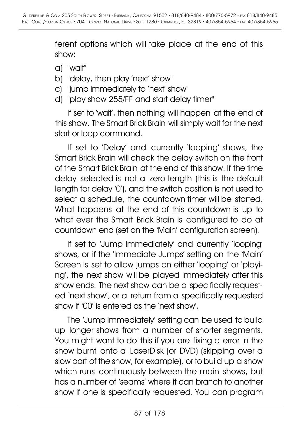 Gilderfluke&Co 'Smart' Brick Animation Control System User Manual | Page 97 / 188