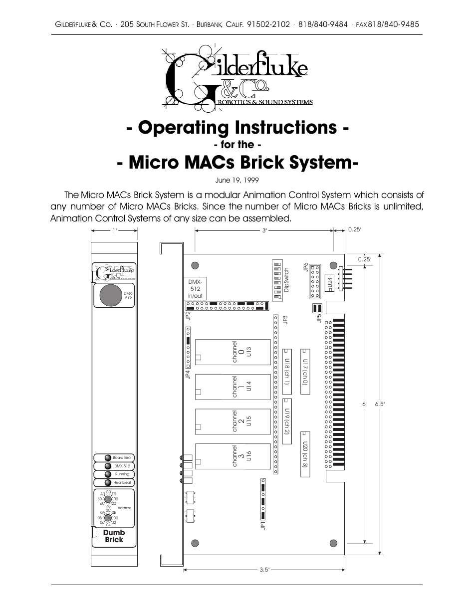 Gilderfluke&Co 'Dumb' Brick Animation Control System User Manual | 59 pages