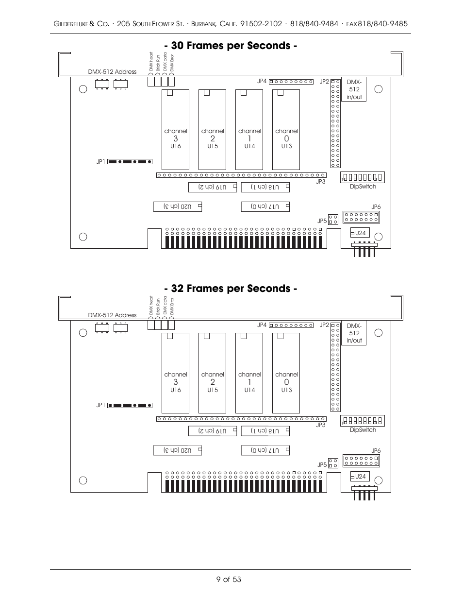 30 frames per seconds, 32 frames per seconds | Gilderfluke&Co 'Dumb' Brick Animation Control System User Manual | Page 15 / 59
