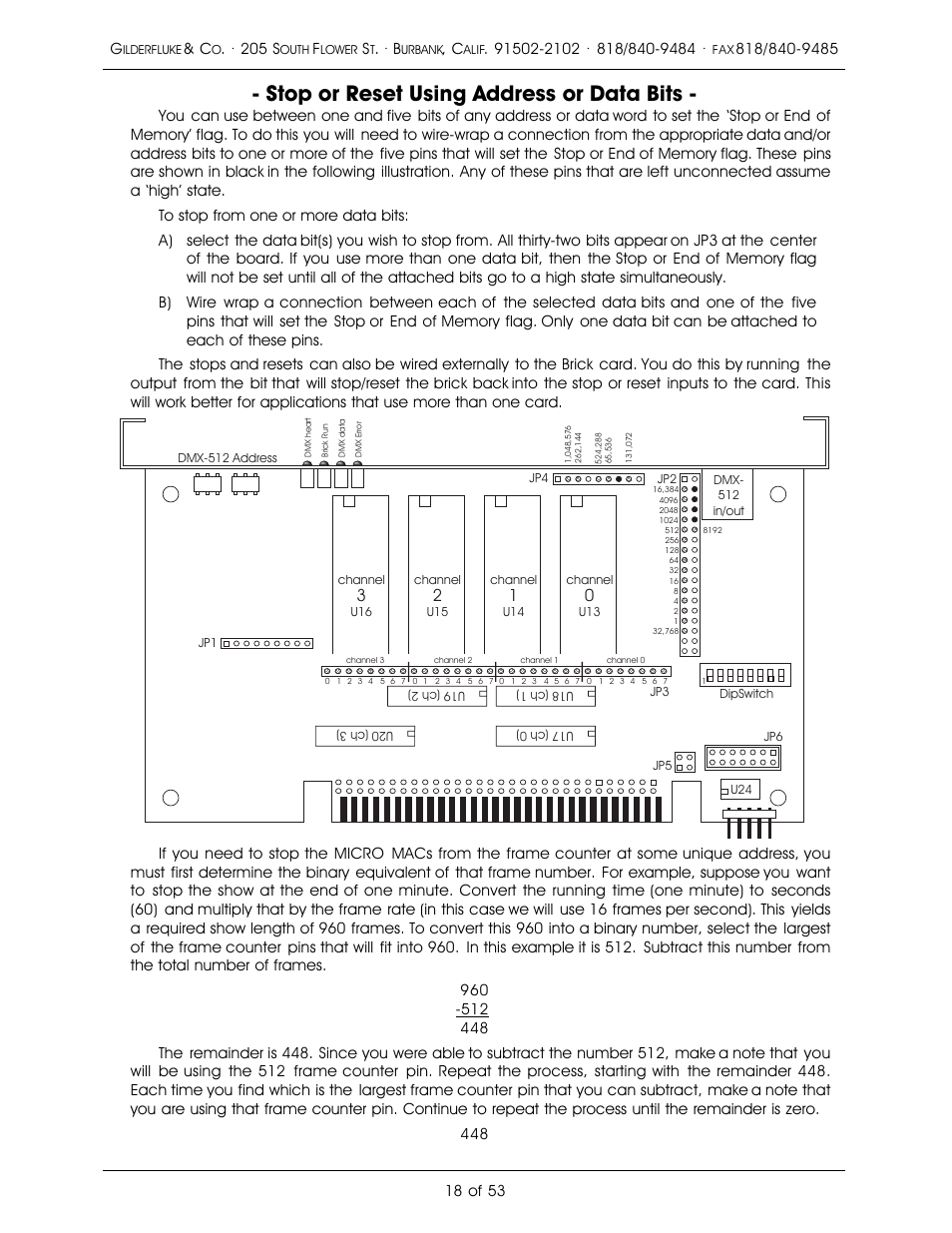 Stop or reset using address or data bits | Gilderfluke&Co 'Dumb' Brick Animation Control System User Manual | Page 24 / 59