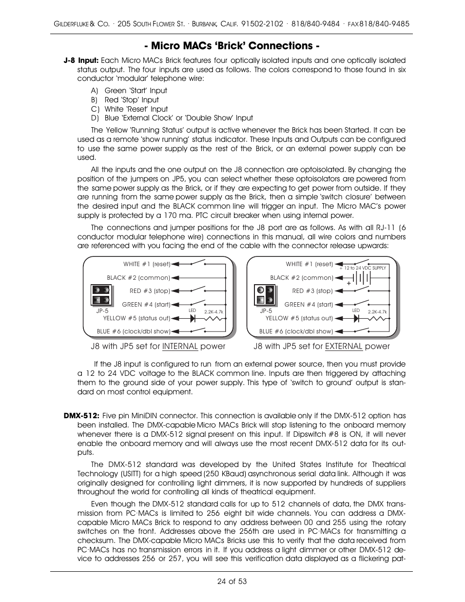 Micro macs ôbrickõ connections | Gilderfluke&Co 'Dumb' Brick Animation Control System User Manual | Page 30 / 59