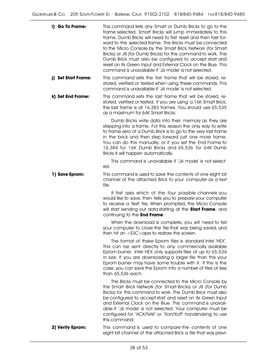 Gilderfluke&Co 'Dumb' Brick Animation Control System User Manual | Page 44 / 59