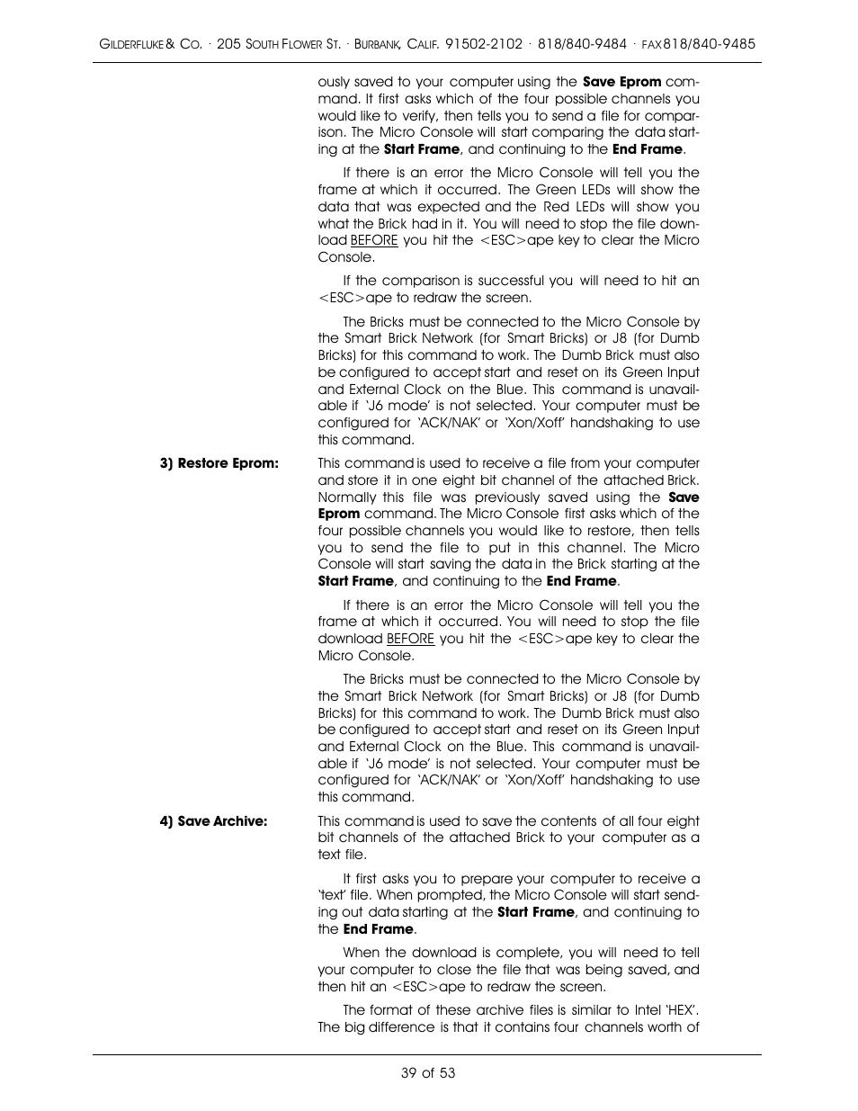 Gilderfluke&Co 'Dumb' Brick Animation Control System User Manual | Page 45 / 59