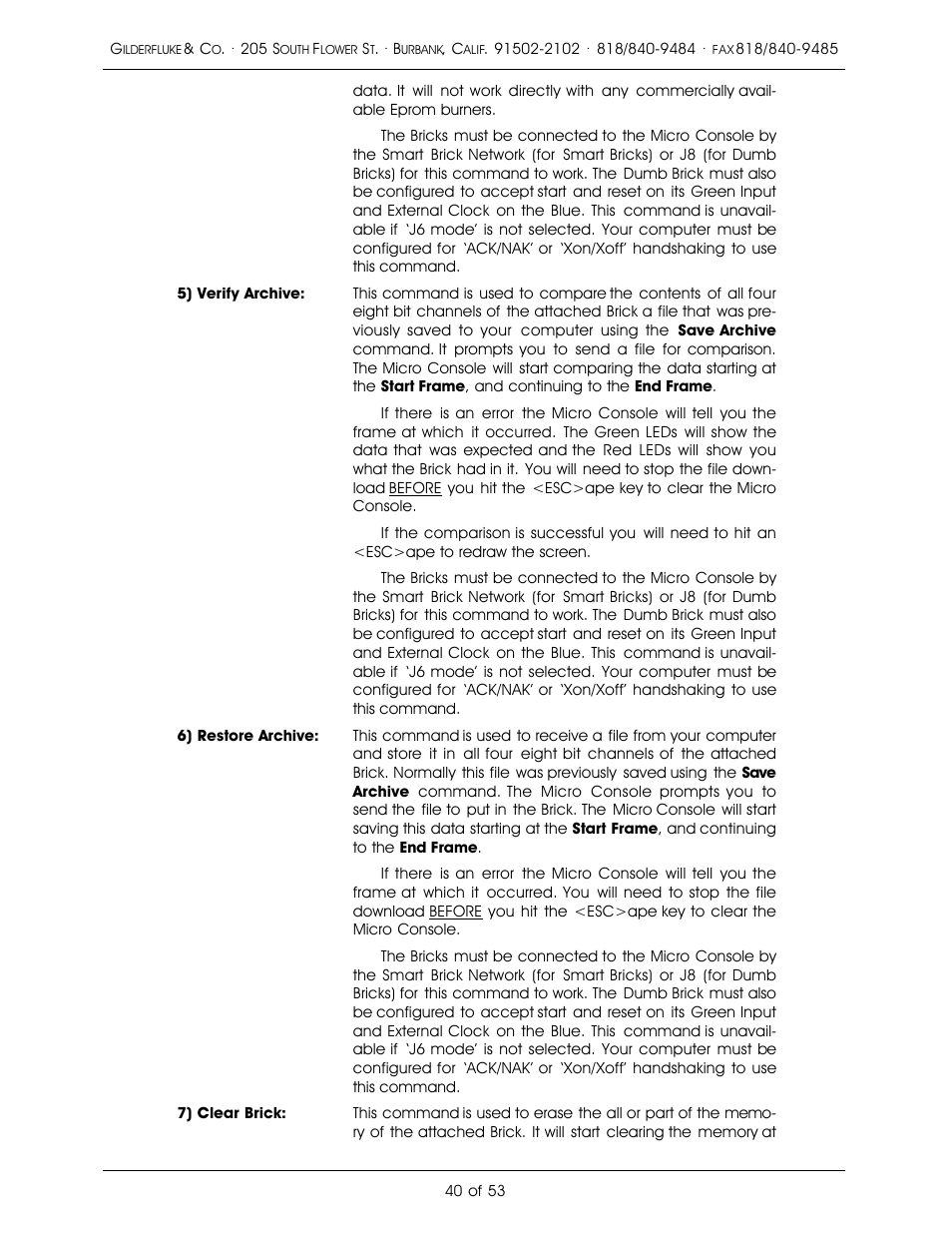 Gilderfluke&Co 'Dumb' Brick Animation Control System User Manual | Page 46 / 59