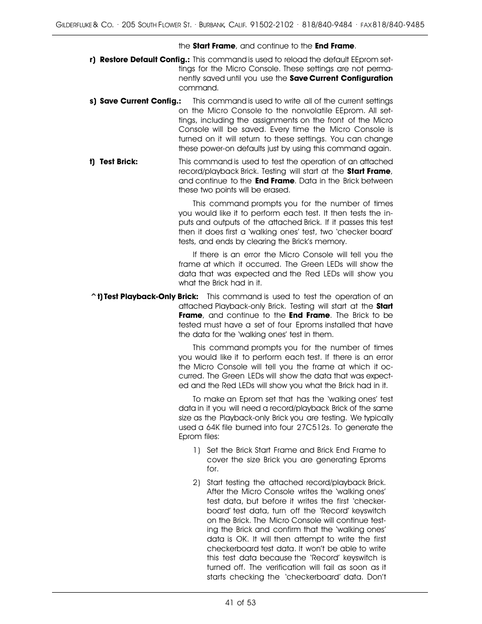 Gilderfluke&Co 'Dumb' Brick Animation Control System User Manual | Page 47 / 59