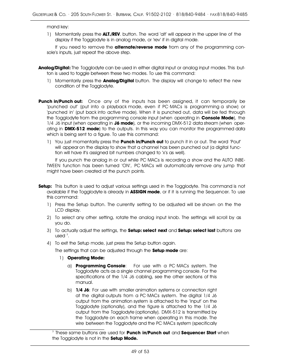 Gilderfluke&Co 'Dumb' Brick Animation Control System User Manual | Page 55 / 59