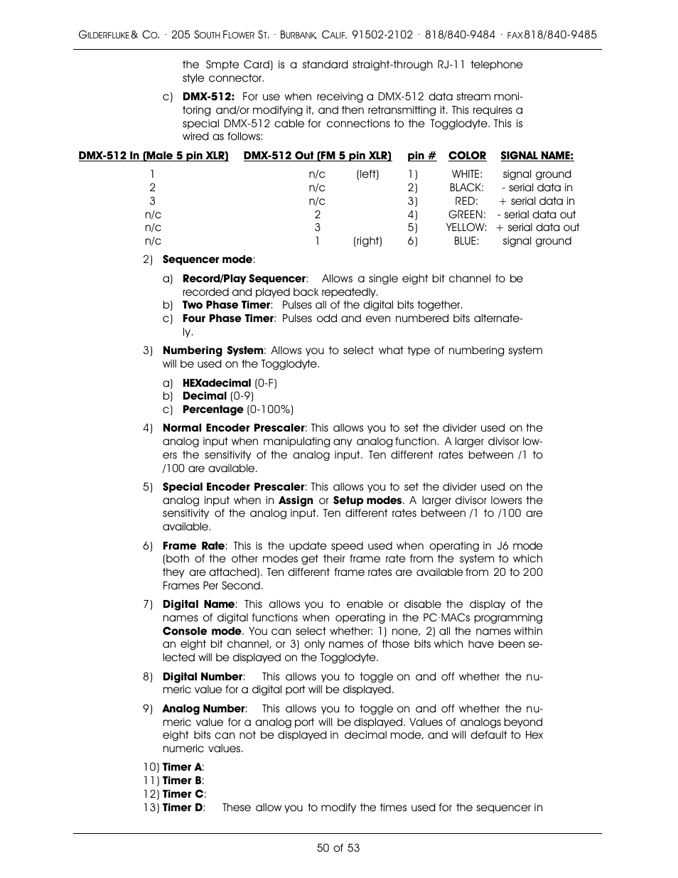 Gilderfluke&Co 'Dumb' Brick Animation Control System User Manual | Page 56 / 59