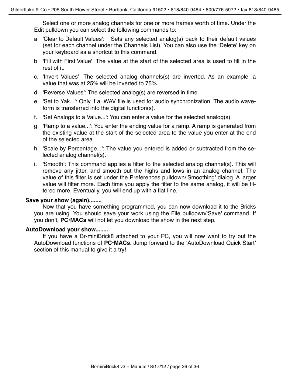 Save your show (again), Autodownload your show | Gilderfluke&Co Br-miniBrick8 User Manual | Page 32 / 42