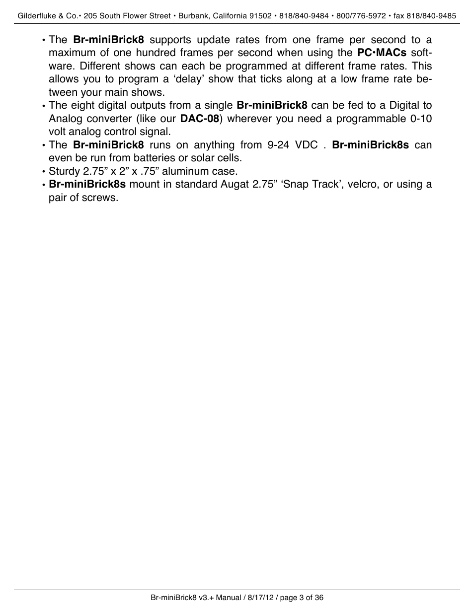 Gilderfluke&Co Br-miniBrick8 User Manual | Page 9 / 42