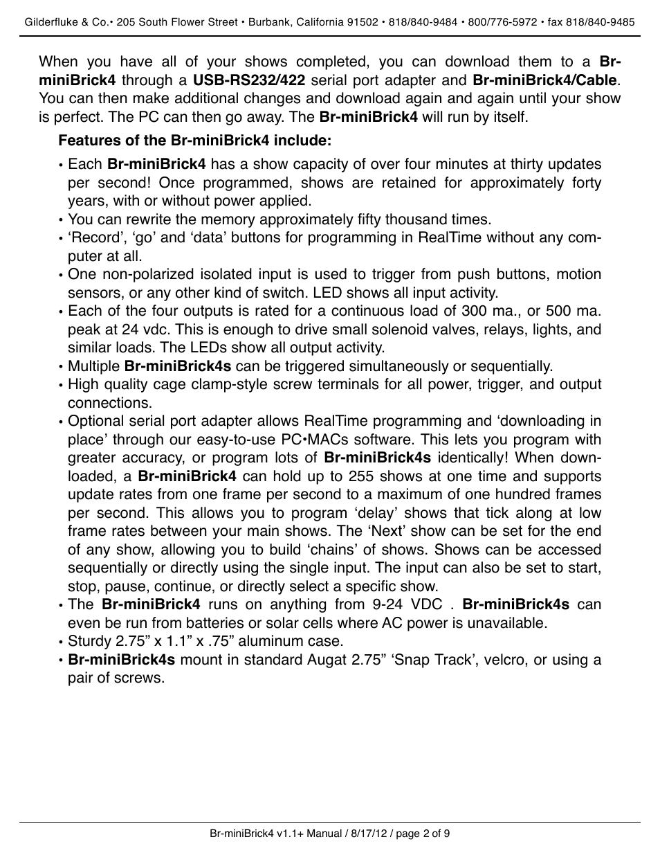 Gilderfluke&Co Br-miniBrick4 User Manual | Page 5 / 12