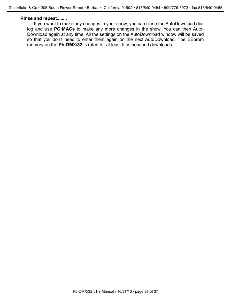 Rinse and repeat | Gilderfluke&Co Pb-DMX User Manual | Page 39 / 43