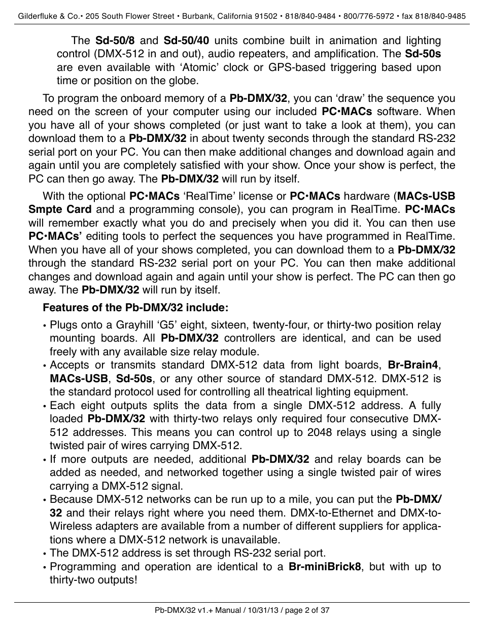 Gilderfluke&Co Pb-DMX User Manual | Page 8 / 43
