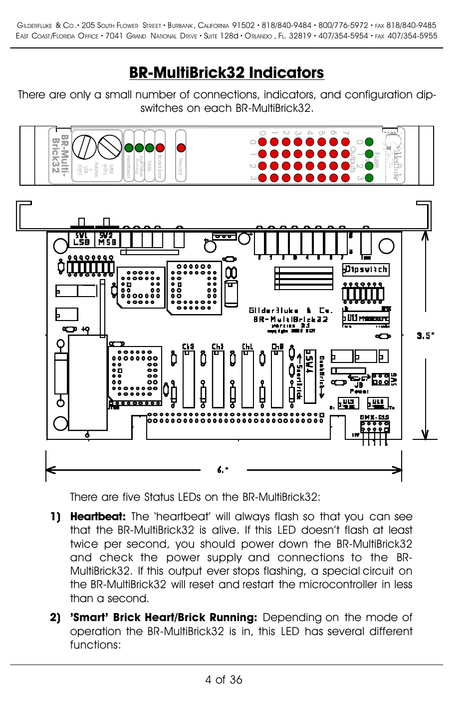 Br-multibrick32 indicators, 4 of 36, Br-multi- brick32 | Gilderfluke&Co BR-MultiBrick32 User Manual | Page 10 / 42